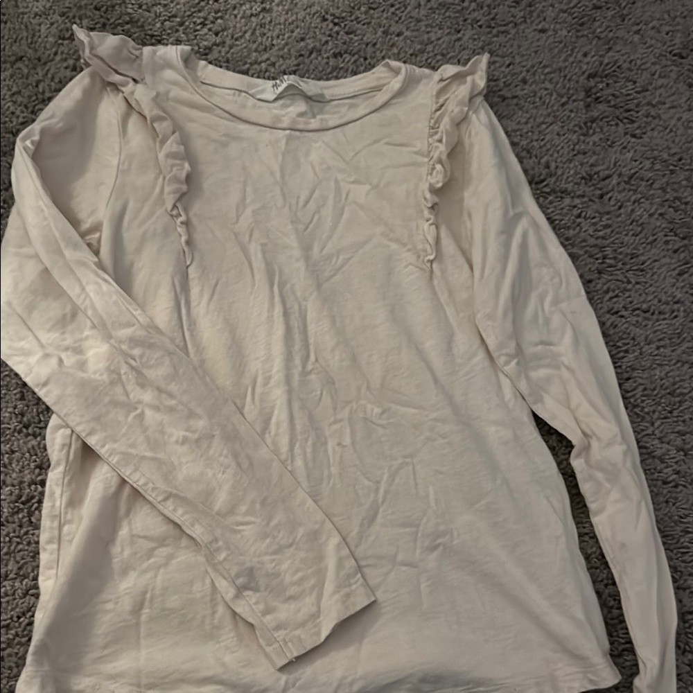 Cream Ruffle Long Sleeve Top